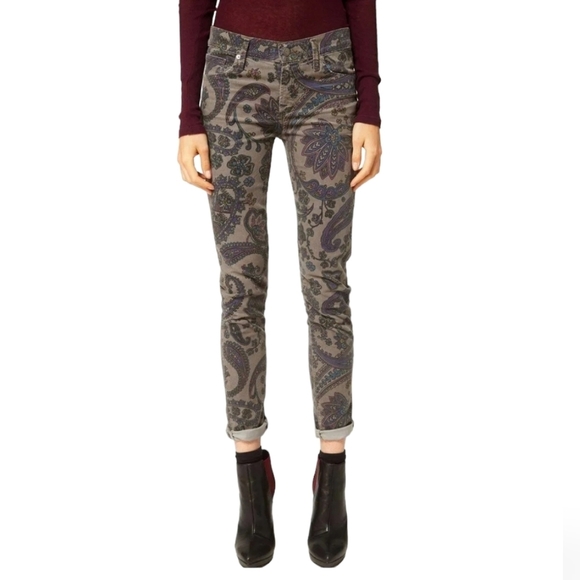 Citizens Of Humanity Thompson Paisley Corduroy Mid Rise Skinny Pants 26 Hippie - Picture 1 of 13